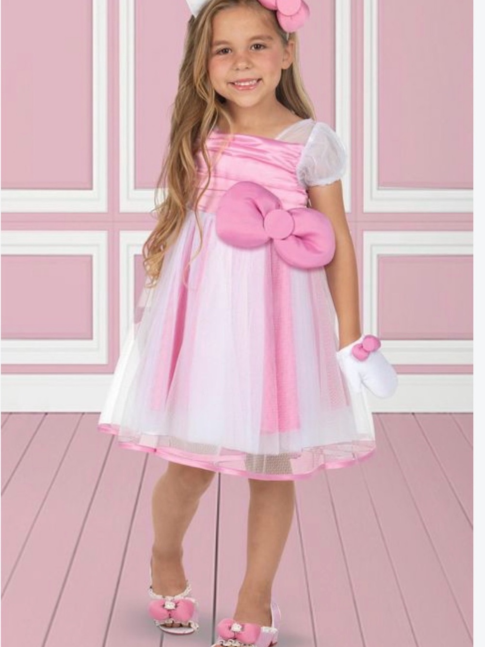 2019 Hello Kitty Pink Bow Tulle Party Dress for Girls - Costume